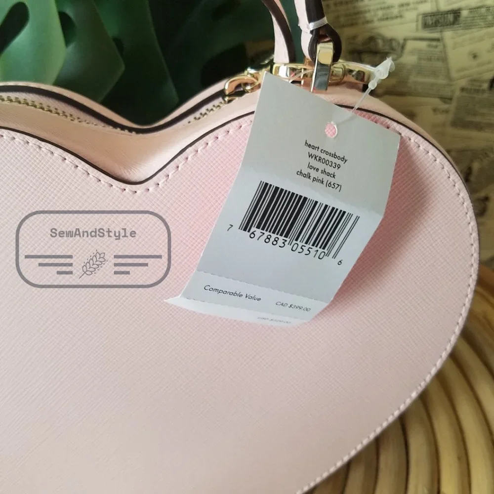 Tik Tok viral!!!  Kate Spade NWT Heart Love Shack Crossbody Chalk Light Pink - Picture 8 of 13